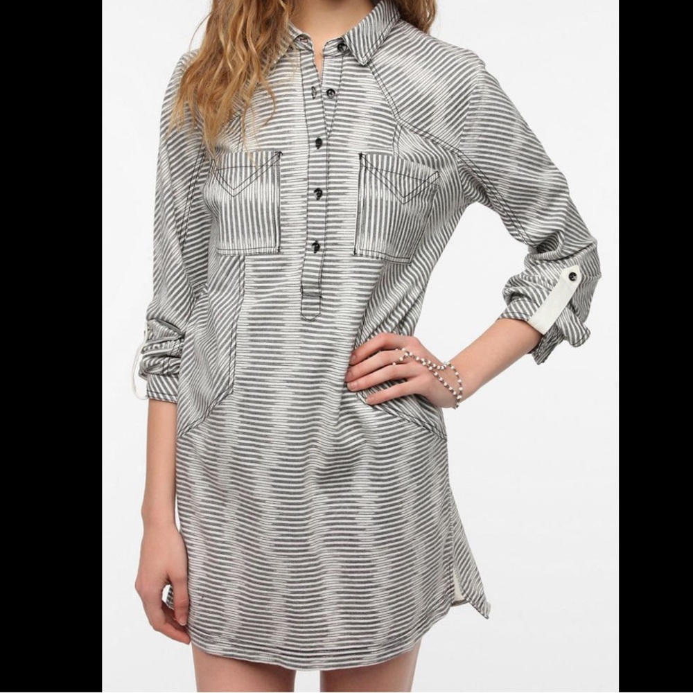 BDG Coastal Cowgirl Western Striped Shirt Dress Women’s Size Small